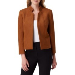 Faux-Suede Stand Collar Jacket