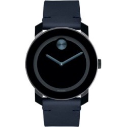 Montre en acier inoxydable Bold avec bracelet en cuir