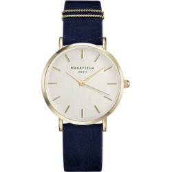Montre analogique dorée West Village avec bracelet en cuir
