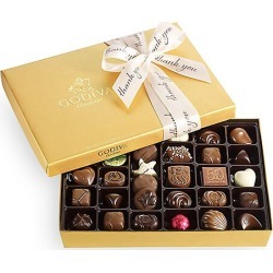 Godiva Chocolatier 36-Piece Assorted Chocolate Gold Gift Box, Thank You Ribbon