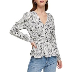Monochrome Drama Ruched Blouse
