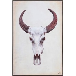 Peinture sur toile d'un crâne de taureau Mera
