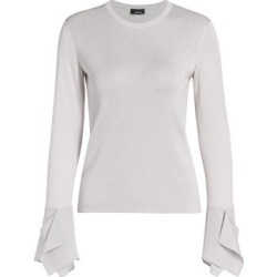 Chiffon-Cuff Silk Lurex Knit Sweater