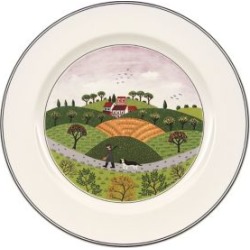 Assiette plate en porcelaine avec imprimé d'un chasseur et d'un chien Design Naif