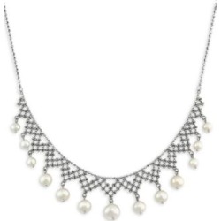 Collier en argent sterling 0,925 avec perles d'eau douce cultivées de 4,5 à 8,5 mm