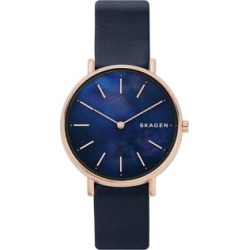 Montre mince Signatur en acier inoxydable et bracelet en cuir