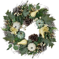 Green And White Pumpkins With Berries Artificial Fall Harvest Wreath, 22-inch, Unlit found on Bargain Bro Philippines from The Bay for $52.49