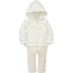 Baby Girl's Star-Print Cotton Hoodie, Shirt & Cotton-Blend Leggings Set