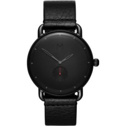Montre en acier inoxydable Revolver Basin avec bracelet en cuir