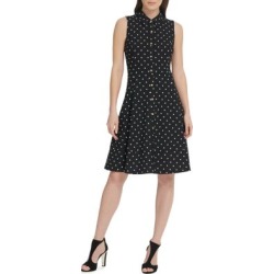 Robe chemisier en crêpe et néoprène boutonnée devant