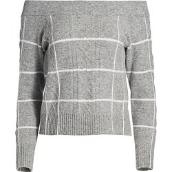 DH New York Women's Windowpane Check Off-The-Shoulder Sweater - Husky - Size XS