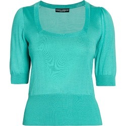 Dolce & Gabbana Women's Squareneck Knit Top - Turquoise - Size 46 (10)