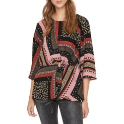 Mixed-Print Twist-Front Top