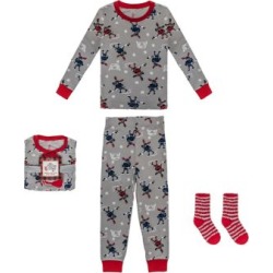 Ensemble-cadeau des Fêtes haut, pantalon et chaussettes de pyjama Sleep pour garçon, trois pièces