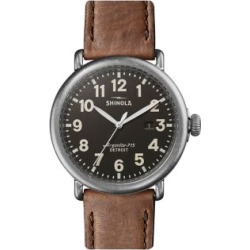 Montre en acier inoxydable Runwell avec bracelet en cuir