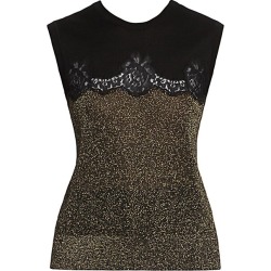 Dolce & Gabbana Women's Lace Inset Sleeveless Knit Top - Black - Size 46 (10)