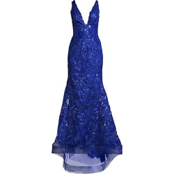 Jovani Women's V-Neck Floral Gown - Royal - Size 4