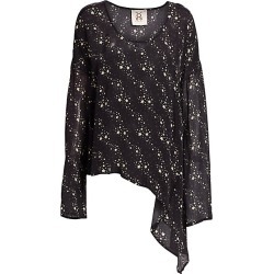Figue Women's Ani Star Print Draped Blouse - Star Trail Black - Size Small
