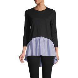 High-Low Colorblock Cotton Top