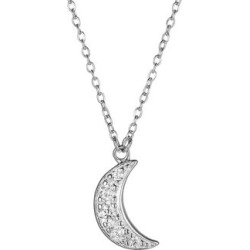 Collier en argent sterling rhodié avec mini croissant de lune en cristal PAJ
