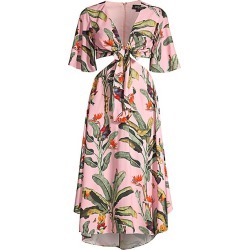 PatBO Women's Tropical-Print Cutout Dress - Pop Pink - Size 2