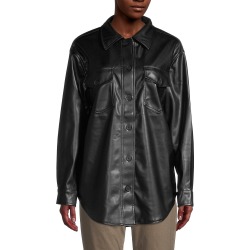 RD style Women's Faux Leather Button-Down Top - Black - Size M found on Bargain Bro from Saks Fifth Avenue OFF 5TH for USD $22.78