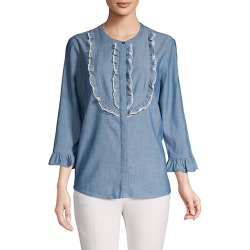 Chambray Ruffled Top