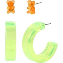 2-Pair Gummy Bear & Open Hoop Earrings