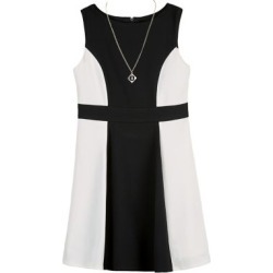 Girl's 2-Piece Colorblock Dress and Necklace