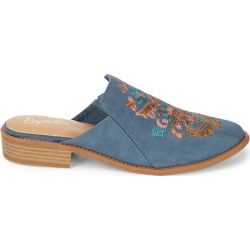 Surprised Embroidered Suede Mules