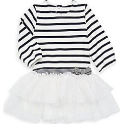 Petit Bateau Baby Girl's Stripe & Sparkle Dress - Navy White - Size 18 Months