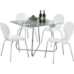Table en métal chromé et verre trempé