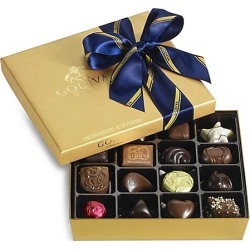Godiva Chocolatier Assorted Chocolate Gold Gift Box, Striped Tie Ribbon, 19 pc.