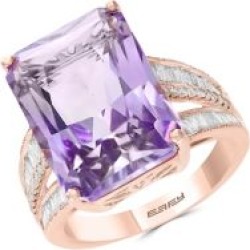 Bague en or rose 14 ct avec améthyste rose et diamants de 0,41 ct PT