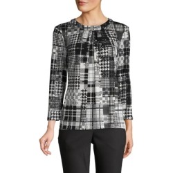 Mixed-Print Crewneck Top