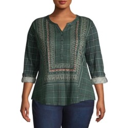 Mixed-Print Cotton-Blend Top