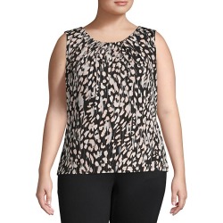 Plus Printed Pleated Top