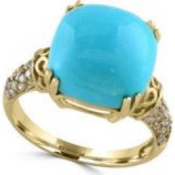Gemma Turquoise, 0.22 Total Carat Weight Diamond with 14K Gold Ring