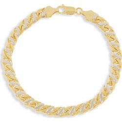 14K Yellow & White Gold Fancy Mariner Link Bracelet