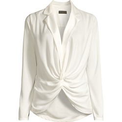 Donna Karan New York Women's Charmeuse Satin Draped Blouse - Ivory - Size Large