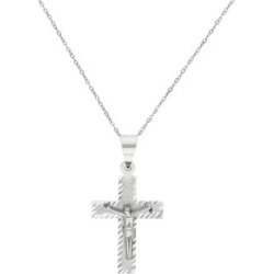 Collier à pendentif de crucifix en or blanc 10 ct