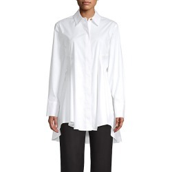 High-Low Flare Button Front Shirt