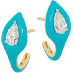 Diamonds In Color 18K Two-Tone Gold, Diamond & Blue Ceramic Earrings