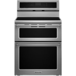 YKFED500EBS - Cuisinière électrique à induction, four à convection double et quatre éléments en acier inoxydable