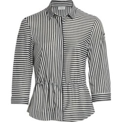 Striped Drawstring Back Blouse