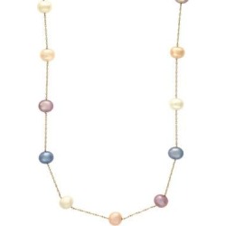 Collier perlé en or jaune 14 K avec perles d'eau d6ouce cultivées de 5,5 mm