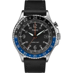 Montre analogique Allied Three GMT à bracelet en cuir