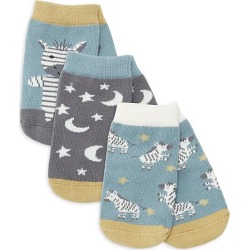 Elegant Baby Baby's Zebra Three-Pack Socks - Turquoise - Size 0-12 Months