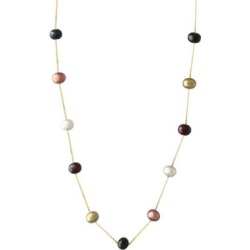 Collier de perles d'eau douce teintes et isolées de 5,5 mm en or jaune 14 K