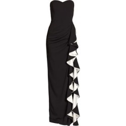 Strapless Contrast Ruffle Gown